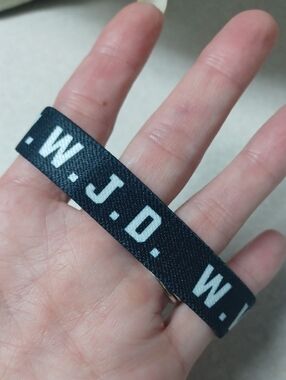 W.W.J.D. Black Logo Stretchy Bracelet